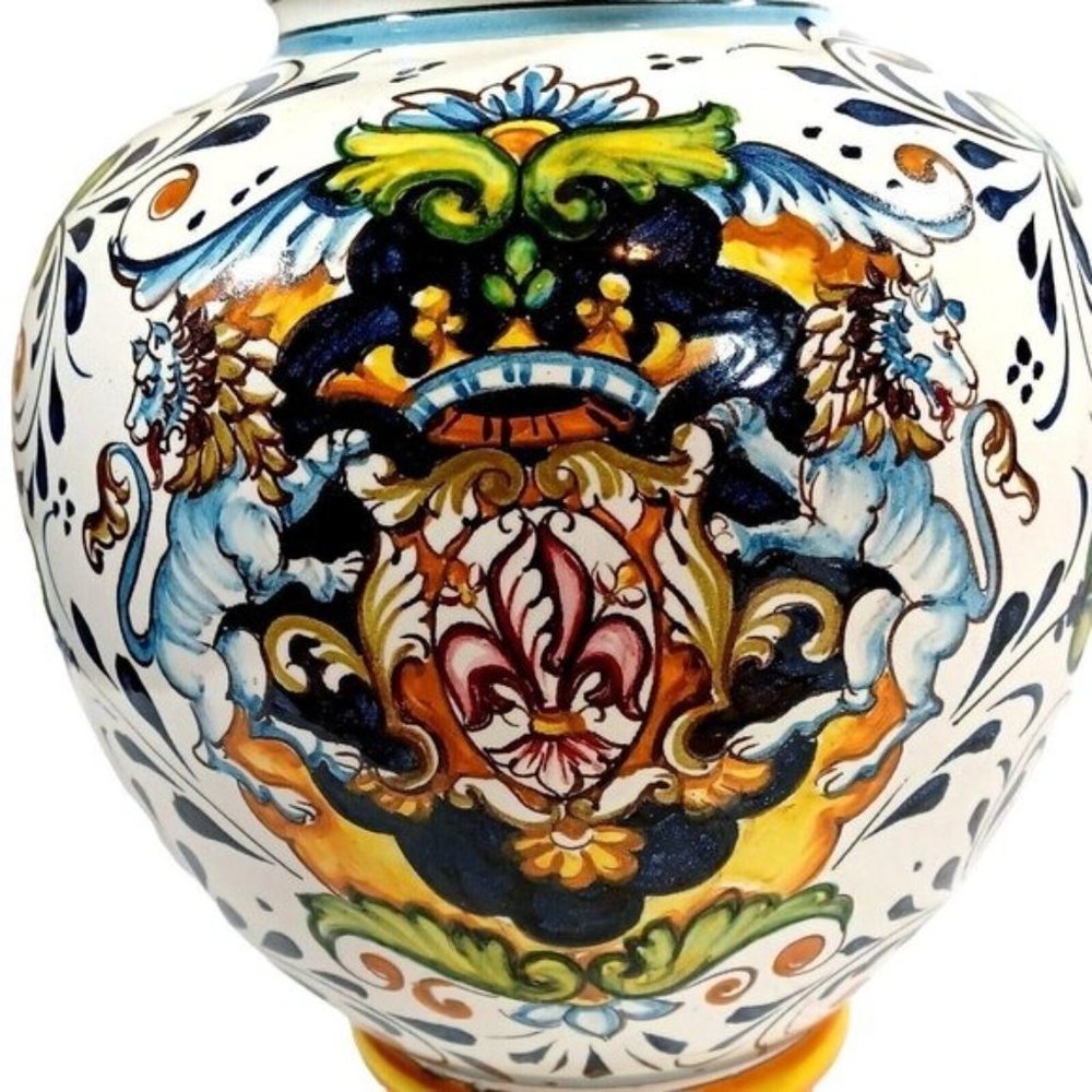 Intrada Toscana Lion Fleur de Lys Crest Cookie Biscotti Jar Vase … - Picture 9 of 14